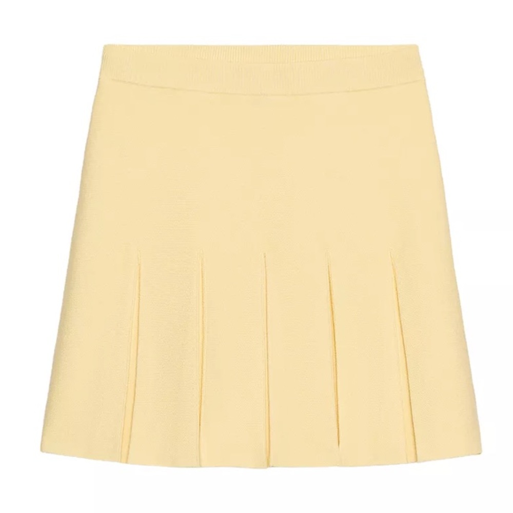 Zara Pale Yellow Pleated Mini Skirt